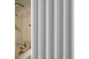hzkais Grey Shower Curtain, Mould Proof and Mildew Resistant Washable Bathroom Curtains, Shower Curtain for Bathroom, Bath Curtains with Hooks, 180 x 180 cm (71 x 71 Inch)
