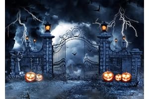 LYWYGG 7x5FT Halloween Fotografie Hintergrund Halloween Nacht Szene Hintergrund Jack-o-Laterne Fotografie Hintergrund Halloween Party Dekoration Kinder Party Fotografie Requisiten CP-412