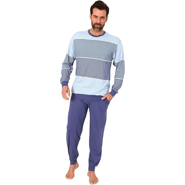 Herren Nachthemd Langarm Von Normann - Karo Design Mit V-Ausschnitt