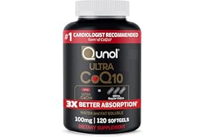 Qunol Ultra Coq10 100mg, 3X Better Absorption, Patented Water and Fat Soluble Natural Supplement Form of Coenzyme Q10, Antioxidant for Heart Health, 120 Count Softgels