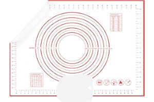 ESVYIT Tapis Patisserie Grande 70x50cm, Tapis de Cuisson Silicone avec Grattoir Anti Adhesif Tapis de Patisserie avec Mesures Tapis à Patisserie pour Pétrissage, Napperon, Biscuit