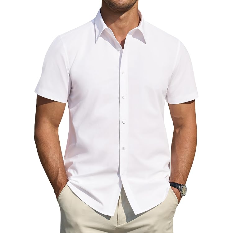COOFANDY Herren Hemd Kurzarm, Oxford-Baumwolle, Regular Fit – Für Büro & Freizeit