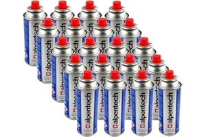 Alpentech - Pack de 20 cartuchos de gas 250 g butano Botella de gas UN2037 para estufas de gas y deshierbadores térmicos