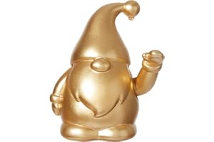 ‎DN DECONATION DN DECONATION Weihnachtswichtel mit winkendem Arm, Gold Kunststoff Figur, Interaktive Elf Dekor für Haus Büro Regal Tisch Weihnachtsdeko 16 cm