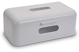 ECHTWERK Scatola per Pane retrò in Metallo con Finestra, Scatola per Pane salvaspazio, Scatola per Pane con Coperchio, Scatola per Pane, Bianco