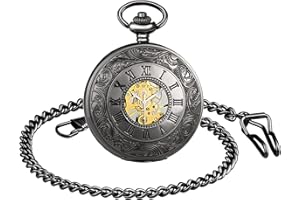 SUPBRO Damen Herren Taschenuhr Edelstahl Mechanische Kettenuhr Uhr Automatik Pocket Watch mit Halskette Pullover Kette Analog