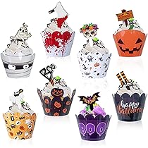 48 Stück Essbare Halloween-Deko Für Kuchen & Cupcakes - Hexe, Kürbis, Geister & Mehr