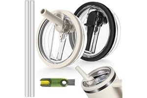 LeKuni 2-częściowy kubek z pokrywką, wodoodporna pokrywka Stanley Cup, akcesoria do kubków Stanley, zatyczka Stanley, 40 uncji z klapką Straw, akcesoria wielokrotnego użytku (biały i czarny)