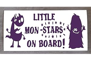 HAPPY SNAIL STICKERS Monsters on Board Little Mon - Stars on Board Sticker - Fun Baby On Board Decal for Cars - 9cm x 20cm - HSS773 (Two Mon-Stars, Violet)