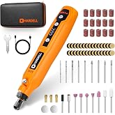HARDELL Mini ak&uuml;l&uuml; d&ouml;ner alet, 5 vitesli ve USB şarjlı d&ouml;ner alet seti, 55 aksesuarlı, &ccedil;ok ama&ccedil;lı 3,7 V g&uuml;&ccedil; d&ouml;ner alet zımpar