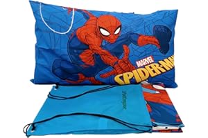 IL BOTTEGONE set completo lenzuola letto singolo per cameretta 100% Cotone stampato con Sacca ricamata Prodotto Ufficiale Taglia: Singolo, Disegno: Spiderman
