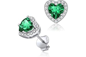 ChicSilver Orecchini Argento 925 con Pietre di Nascita 12 Mesi a Forma Cuore con Confezione Regalo