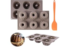 INQUIRLLY Mini Ciambelle in Silicone, 3 Pezzi Stampo per Dolci a Spirale, con Rivestimento Antiaderente, 8cm Grande Stampi per muffin Ciambella Stampi per Cioccolato, per muffin, gelatine, torte