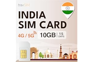 travSIM Carte SIM Inde | 10GB de données Mobiles | Roaming Gratuit au Sri Lanka et dans Plus de 15 Pays d'Asie | Le Plan de Cette Carte SIM Inde est valable 15 Jours
