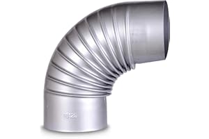 FIREFIX A120/B FAL Ofenrohrbogen 90°, starr I Ofenrohr 120mm Durchmesser I Beschichtetes Kaminrohr aus Stahlblech 0,6mm I Gemufft & lasergeschweißt, Silber