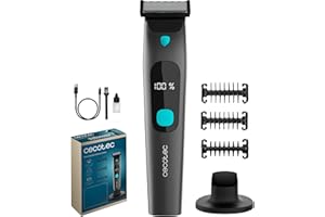 Cecotec Rasuradora Facial PrecisionCare OneShave Screen. Cuchillas de Acero Inoxidable, 3 Peines (1/3/5 mm), Base de Almacenamiento, Autonomía de 1,5h, Resistencia IPX7, Pantalla Inteligente