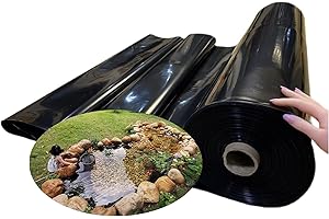 Bâche d'étang en HDPE Doublure D'étang Noir Étang Liner d'épaisseur 0.35mm Membrane De Jardin étanche Peaux Piscine de Dimensions pour Les Poissons,ni pour Les Plantes,aux intempéries (7×7m)