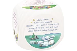 Butzon & Bercker Gebetswürfel Abendgebete aus Buchenholz mit 6 farbig geprägten Gebeten und Illustrationen von Sigrid Leberer, christliches Geschenk zur Erstkommunion oder Einschulung