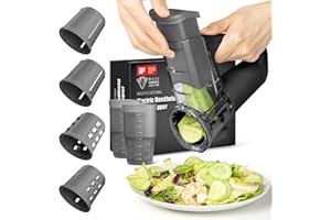 EASCANDY Trancheuse à légumes électrique – Coupe-salade sans fil, 4 lames interchangeables tranchage, râpage, râpe à fromage, râpe rotative à une touche, rechargeable Type-C, Noir