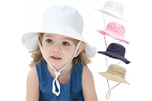 YANWANG Baby Kids Adjustable Bucket Sun Hat, UPF 50+ Sun Protection Beach Cap for Toddler Boys Girls