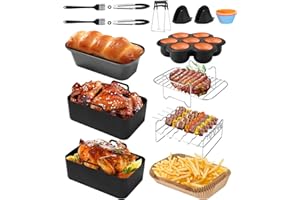 SOBEAU Zestaw 14 akcesoriów do frytkownicy na gorące powietrze Ninja Foodi AF300EU, AF400EU, AF500EU, COSORI, Tower 7,6 l/ 8 l/ 9 l/ 9,5 l, Dual Zone