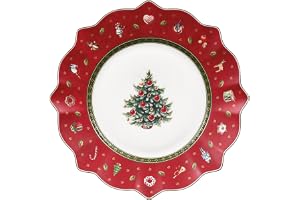 Villeroy & Boch Toy's Delight Röd Desserttallrik, Vit, Mikrovågsugnssäker, Liten Julefterrättstallrik
