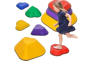 AIYAPLAY Kids Stepping Stones, 6 Piece Balance Stepping Stones for Kids, Heart-Shaped Non-Slip Stackable River Stones, Sensory Toy for Balance and Motor Skills, Indoor Outdoor Obstacle Courses