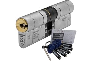 FEDERAL LOCKS UK Federal 3 Star Euro Cylinder Door Lock TS007 Diamond Secure Anti-Snap Dual Finish 5 Keys 45/45