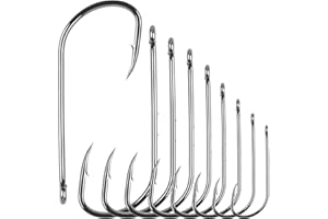 OROOTL Lot de 80 hameçons de pêche en eau salée avec tige longue en acier au carbone et bec