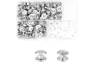 MABAHON 80 Sets Chicago Binding Screws Nail Rivet Chicago Button Metal Rivet Replacement Repair Fasteners for DIY Leather Decoration Bookbinding M5x4mm Silver