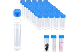FAMCUCHE 50 Pièces Tube a Essai Plastique, Tube a Essai En Plastique Avec Bouchon à Vis, Tube Plastique Transparent Avec Marquage De L'échelle, Tubes à Essai Pour Laboratoire(5 Ml).