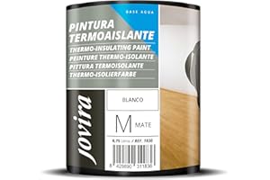 JOVIRA PINTURAS Peinture thermo-isolante pour surfaces en béton, mortiers en ciment, brique, plâtre. Améliore l'isolation thermique (chaleur froide) et acoustique. (750 ml, Blanc)