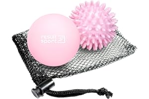 ResultSport Massage Ball Set with Storage Bag, Plantar Fasciitis Recovery, Trigger Point Massage, Deep Tissue Myofasical Relief (Lacrosse & Spike - Pink, Spiky/Lacrosse Balls - Pack of 2)