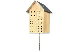 GARTENETAGE Wildbienenhotel mit Metalldach/Naturbelassenes, massives Insektenhaus & Bienenhotel/Nisthilfe & Artenschutz, Größe: L