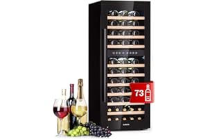 Klarstein Weinkühlschrank Freistehend, Kleiner Getränkekühlschrank Schmal, 2 Zonen Weinkühlschrank mit Glastür, Indoor/Outdoor Beersafe, Kühlschrank Klein mit LED-Lichter, 5-18°C, 73 Flaschen