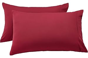 AmazonBasics Polyester Microfiber 50 TC Pillow cover - (76cm X 50cm) Large, Burgundy, 2 Pieces