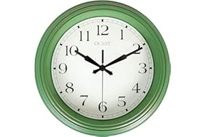 OCEST Retro Wall Clock, 9-Inch Silent Non Ticking Battery Operated Wall Clock, Easy to Read Clock for Kitchen, Livingroom, Bedroom, Bathroom, Office, Reading Room (Green)
