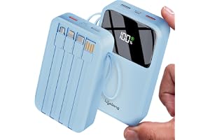 Lifelong Electronics 20000mAh 22.5W Fast Charging Power Bank | 4 Cables Attached – Type A + Type B + Type C + Lightning | for New & Old Devices | 4 Ports Available Too | Small Pocket Size Powerbank