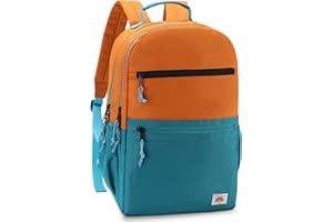 VASCHY Plecak dla małych dzieci, nastolatek chłopcy dziewczęta lekka torba szkolna wodoodporna jednokolorowa torba na książki dla dzieci w dwóch rozmiarach, Pomarańczowy zielony-L, Large-17in