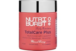Nutriburst TotalCarePlus - Multivitamin with Vitamin C, D, B12 + Zinc - Immune System Support - Berry Flavour - 60 Gummies 1 Month Supply - Suitable for Vegans