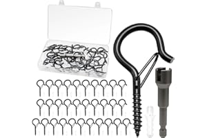 Nokwocy 32 Stück Schraubhaken Edelstahl Schwarz, Haken zum Schrauben mit Sicherung, Hakenschrauben zum Aufhängen Pflanzenkörben Weihnachtsdekoration Christmas lights, Windspielen und Vogelhäuser