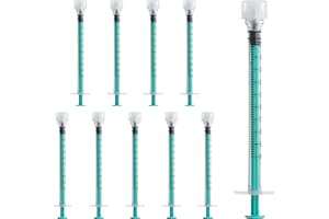 Luer Lock Syringes, Individually Packed, Plastic Syringe Without Needle Measuring Syringe for Scientific Laboratories, Measuring Liquids, Fine Dosages and Animal Feeding Syringes, Pack of 10