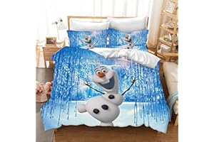 QROXY Frozen Bettwäsche Bettbezug Und Kissenbezug,Anime Anna ELSA Princess Olaf 3D Bettwäsche Paare Set 100% Microfaser Für Jungen Mädchen (15,Single 135×200CM)
