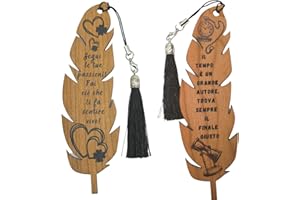 Amore Legno Sforza Segnalibro in Legno con Frasi Motivazionali - Idee Regalo Donna e Uomo - Portafortuna Originale per Laurea Amanti della Lettura Colleghi Maestre ed Amici (DUE)