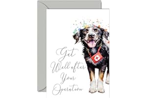 GIFTZIE Get Well Soon Cards for Women - Cute Dog - Get Well Cards for Men After Operation, Speedy Recovery Card, A5 Greeting Cards for Brother Sister Mum Dad Colleague Best Friend