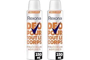Rexona - Déodorant pour Tout le Corps - Spray - 72h de Protection - Fraîcheur Agrumes - Lot de 2x150ml