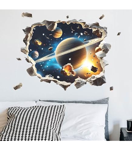 3D Wandtattoo „Astronaut Im Durchbruch“ – Selbstklebend, 90x60 Cm – Deko Für Wohnzimmer, Kinderzimmer & Mehr
