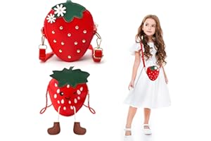 DAWRIS Torebki dziecięce dla dziewczynek, torba truskawkowa dla dziewczynek, prezent urodzinowy, truskawkowy portfel dla dziewcząt, słodka truskawka, portfel, dla dziewcząt, nowość, torba truskawkowa