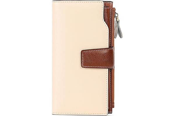 SENDEFN Portefeuille Femme Cuir Grande Capacite Porte Monnaie Femmes RFID Blocage,Porte-chéquiers Femmes Grande Capacité Fermeture Eclair Longue Portefeuille
