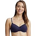 Jockey 1723 Women's Wirefree Padded Super Combed Cotton Elastane Stretch Medium Coverage Lace Styling T-Shirt Bra with Adjustable Straps